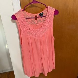 Torrid Lace Inset Pink Tank Blouse